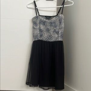 Black and Silver Sleeveless Dress